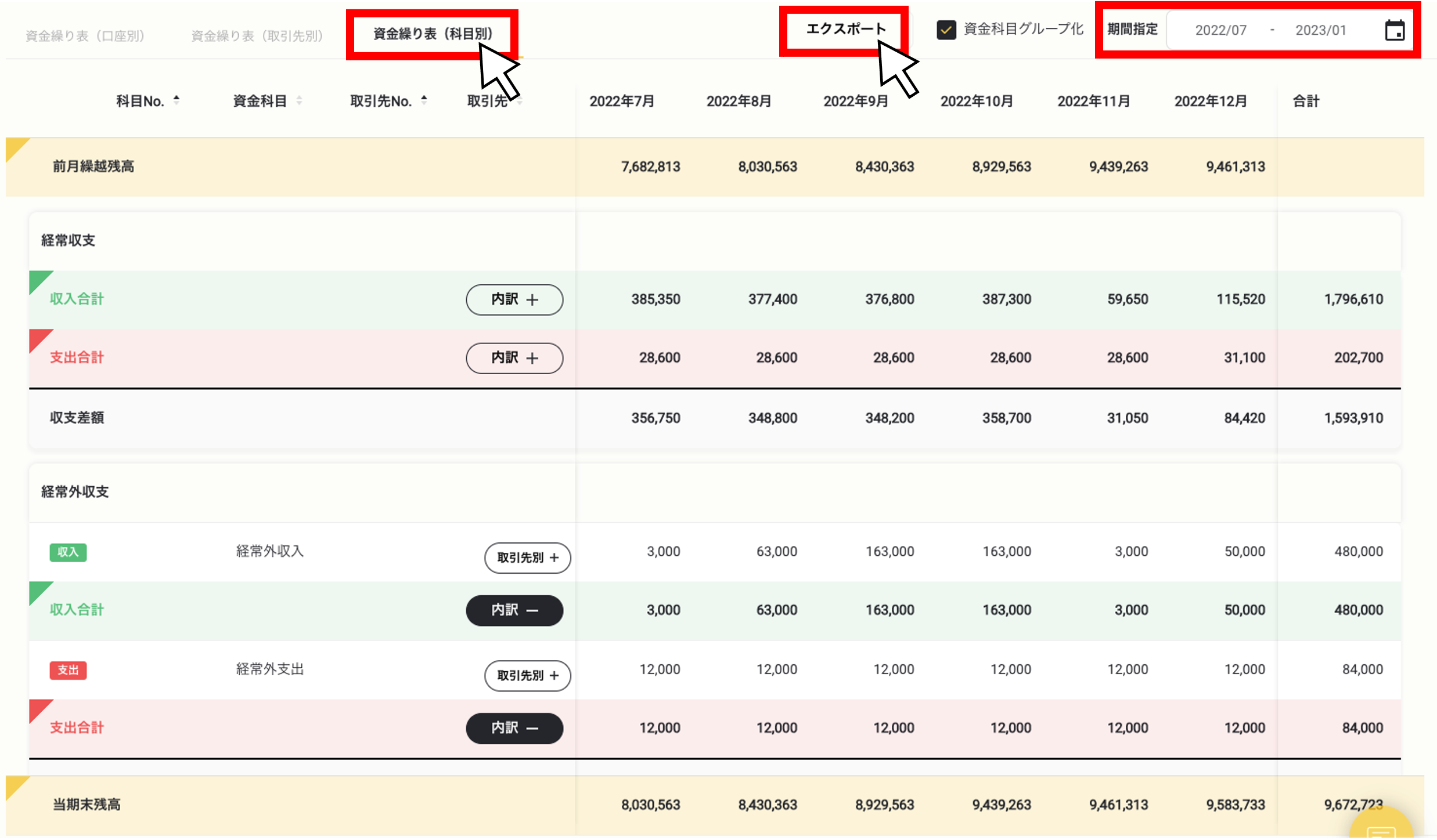 科目別月次資金繰り表をエクスポートする（csv）２.png